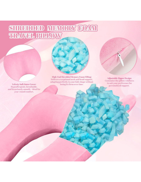 Almohada de Coche CroYumert Rosa para Niños - Espuma Viscoelástica