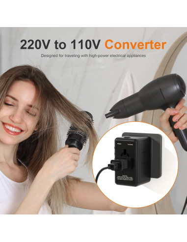 Convertidor de Voltaje 220V a 110V Kruuue001 para Viajes