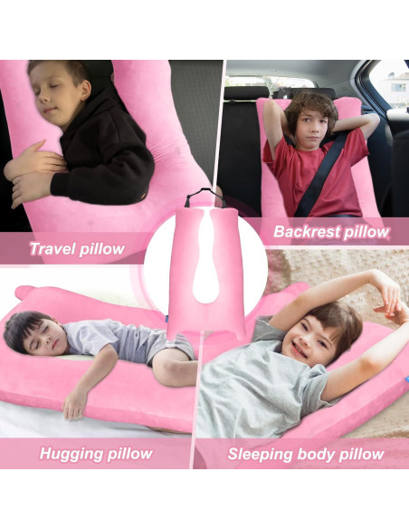 Almohada de Coche CroYumert Rosa para Niños - Espuma Viscoelástica