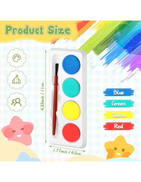 Set de Pintura Acuarela Mini Motipuns - 100 Unidades, 4 Colores