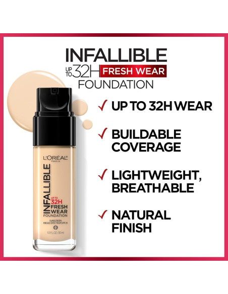 Base de Maquillaje L'Oreal Paris Infallible 32H 481 Arena Fría 29.57ml