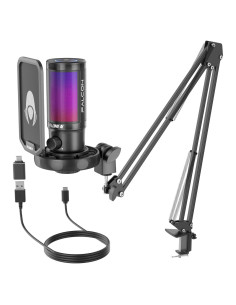 Micrófono Gaming USB Talomen Falcon 8 con RGB y Soporte