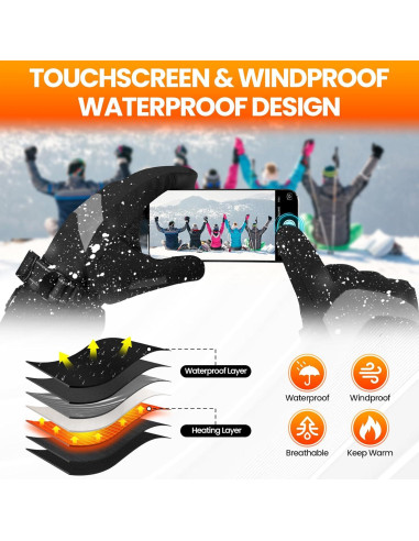 Guantes Calentados Aotomee N3KB-M Impermeables Táctiles