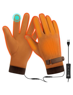 Guantes Calentados USB Eskood Invierno Táctiles Caqui