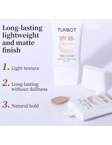 Base Correctora Tunbot SPF 50 30ml - Maquillaje Sin Fragancia