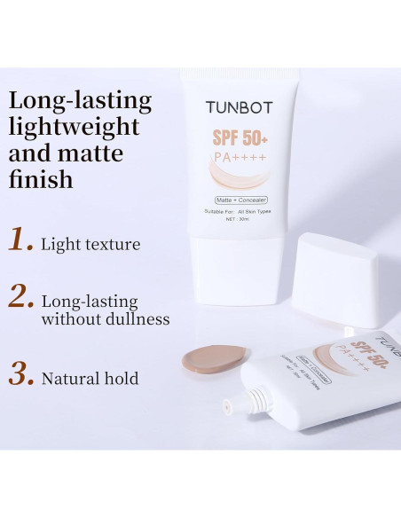 Base Correctora Tunbot SPF 50 30ml - Maquillaje Sin Fragancia