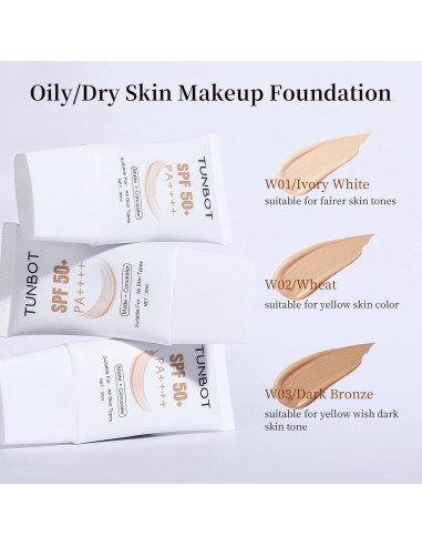 Base Correctora Tunbot SPF 50 30ml - Maquillaje Sin Fragancia