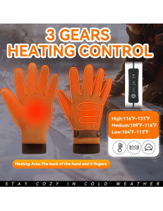 Guantes Calentados USB Eskood Invierno Táctiles Caqui 2