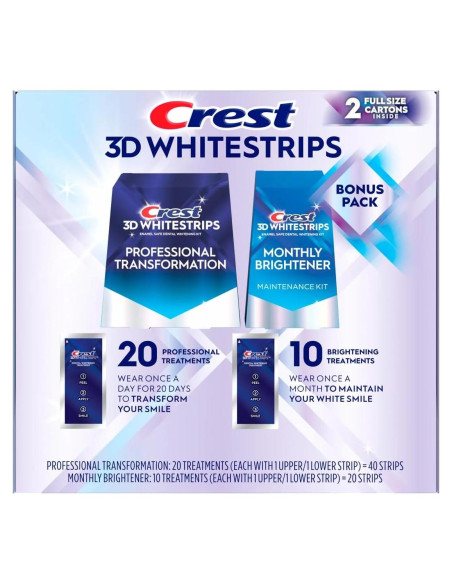 Crest 3D Whitestrips Blanqueamiento Dental 60 Tiras