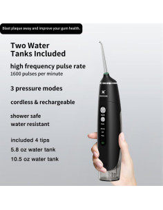 Irrigador Oral Dental Portátil HUACO CARE H200 - 3 Modos, IPX7 2