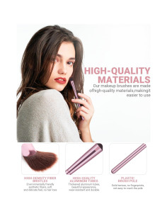 Juego de 8 Brochas de Maquillaje Premium Rosa con Estuche 2