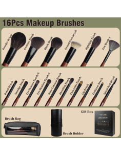 Juego de Brochas de Maquillaje 16 Pcs Zylsnice Profesional 2
