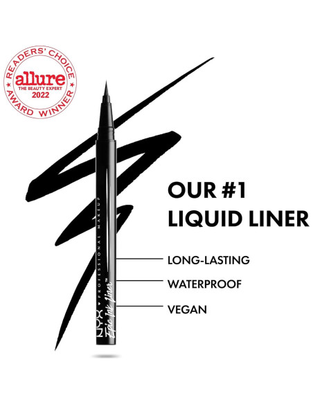 Lápiz de Cejas Micro NYX - Castaño + Delineador Epic Ink - Negro