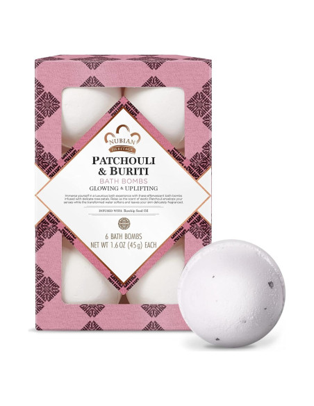 Bolas de Baño Nubian Heritage Patchouli y Buriti 6 Unidades 45 g