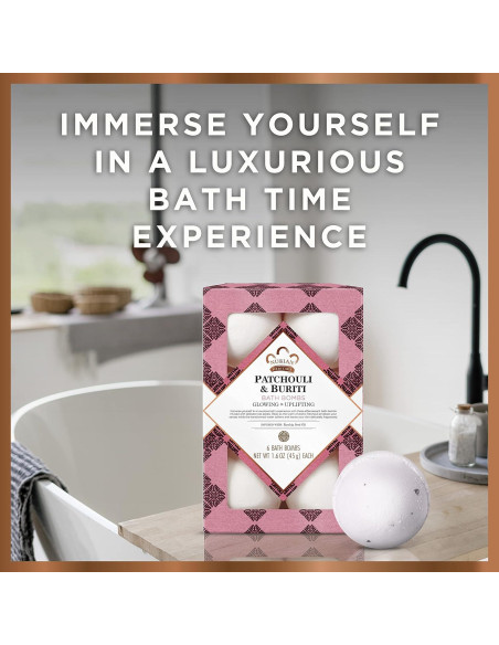 Bolas de Baño Nubian Heritage Patchouli y Buriti 6 Unidades 45 g