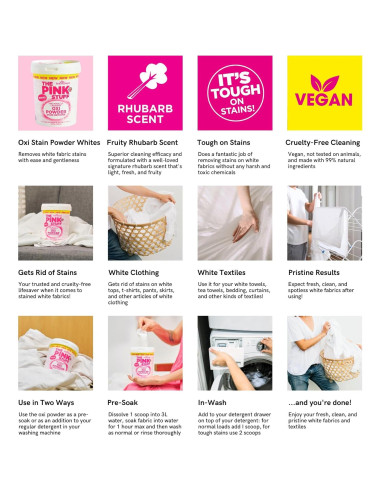 Polvo Oxi Quitamanchas The Pink Stuff 1 kg para Ropa Blancos