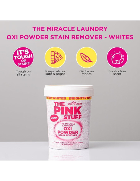 Polvo Oxi Quitamanchas The Pink Stuff 1 kg para Ropa Blancos