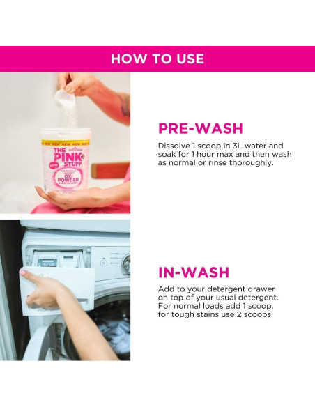 Polvo Oxi Quitamanchas The Pink Stuff 1 kg para Ropa Blancos