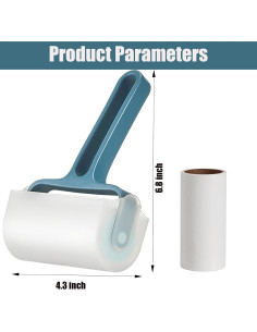 Rodillo de Pelusa Rgqphantom 300 Hojas para Mascotas Azul 2