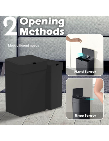 Papelera automática ELPHECO 2 en 1, 9.46L y 15.14L, negra