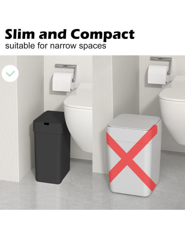 Papelera automática ELPHECO 2 en 1, 9.46L y 15.14L, negra