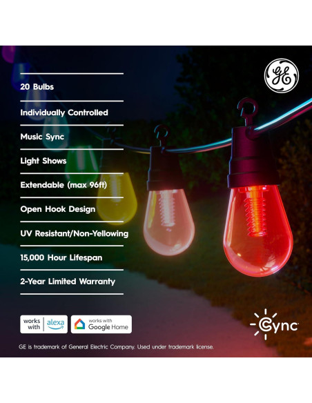 Luces de Cadena Inteligentes Cync GE 14.63m Multicolor IP65