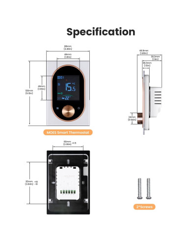 Termostato Inteligente Programable MOES para Calefacción Eléctrica 120V-240V