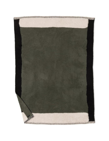 Manta Colorblock CozyChic Barefoot Dreams Verde Caqui 183x137 cm