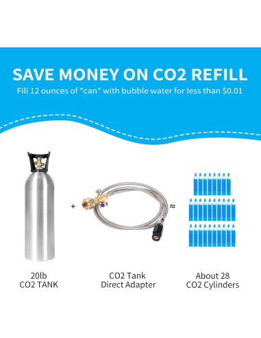 Adaptador CO2 GURUDAR con Manómetro y Manguera 152cm