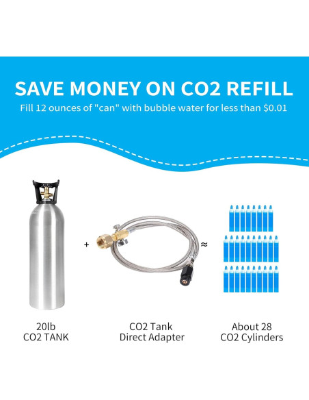 Adaptador CO2 GURUDAR con Manómetro y Manguera 152cm