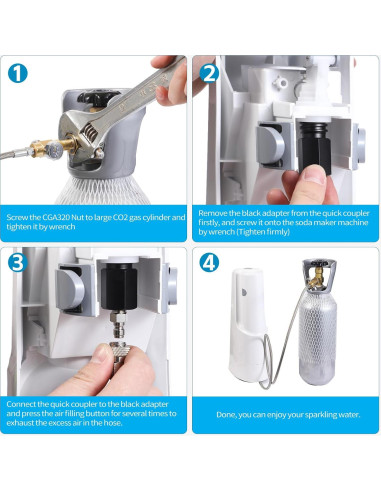 Adaptador CO2 GURUDAR con Manómetro y Manguera 152cm