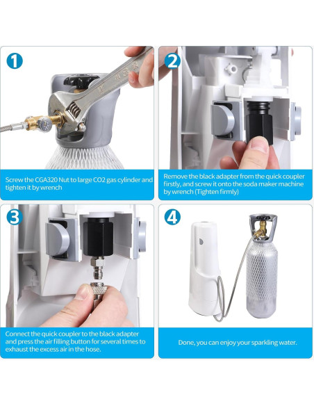 Adaptador CO2 GURUDAR con Manómetro y Manguera 152cm