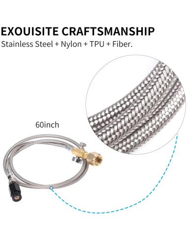 Adaptador CO2 GURUDAR con Manómetro y Manguera 152cm