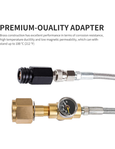Adaptador CO2 GURUDAR con Manómetro y Manguera 152cm
