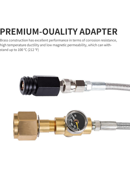 Adaptador CO2 GURUDAR con Manómetro y Manguera 152cm