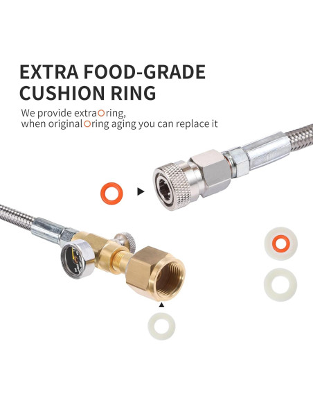 Adaptador CO2 GURUDAR con Manómetro y Manguera 152cm