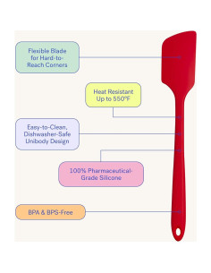 Espátula de Silicona GIR 27.94 cm Resistente al Calor Roja 2