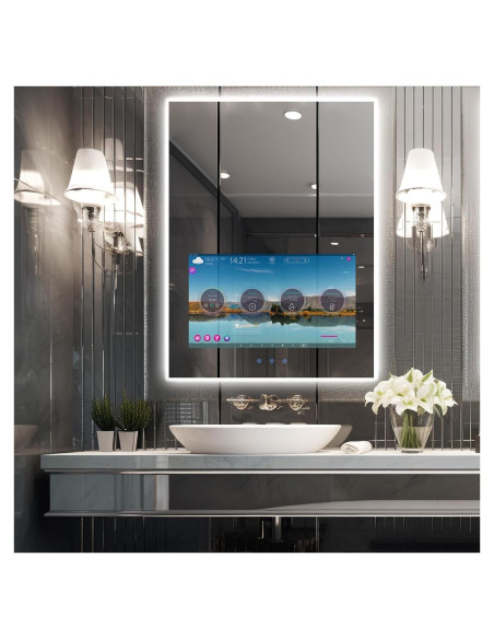 Espejo de Baño Inteligente Haocrown 81x61 cm con TV 21.5"