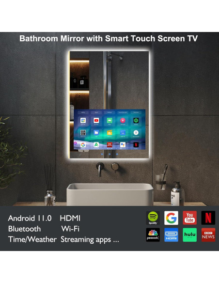 Espejo de Baño Inteligente Haocrown 81x61 cm con TV 21.5"