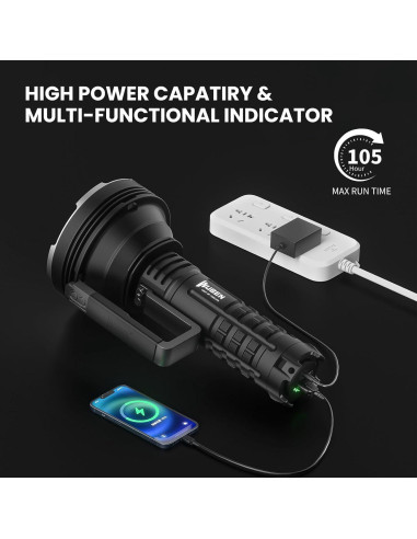 Linterna Recargable WUBEN A1 20000 Lúmenes 2500m Alcance