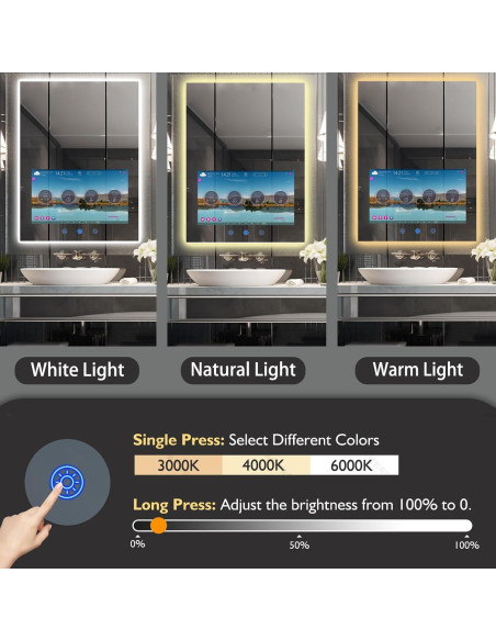 Espejo de Baño Inteligente Haocrown 81x61 cm con TV 21.5"