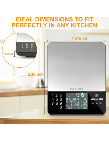 Báscula de Alimentos Digital Esenharber con Calculadora Nutricional
