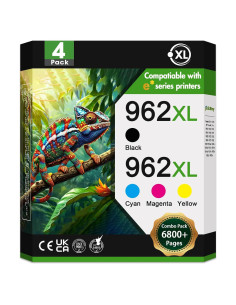 Paquete de 4 cartuchos de tinta 962XL PikBey para HP OfficeJet Pro