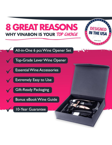 Juego de Abrebotellas de Vino Premium VINABON 6 Piezas