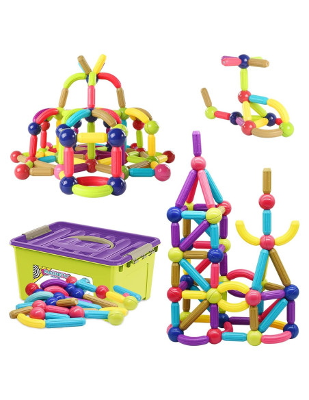 Juego de 88 Piezas de Bloques Magnéticos Huaker STEM 3-12 Años