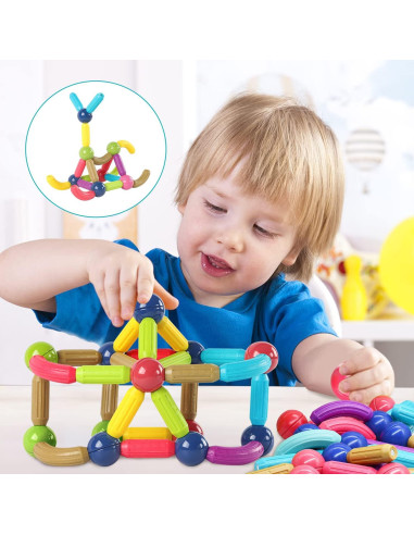 Juego de 88 Piezas de Bloques Magnéticos Huaker STEM 3-12 Años