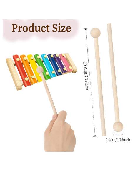2 Mallets de Madera para Xilófono 19.8 cm - Instrumentos de Percusión