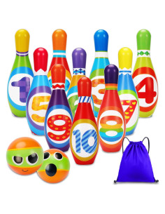 Juego de Bolos Interior para Niños AugToy 10 Pinos Coloridos