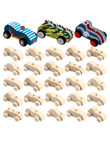 30 Piezas Coches de Madera DIY Haconba para Manualidades
