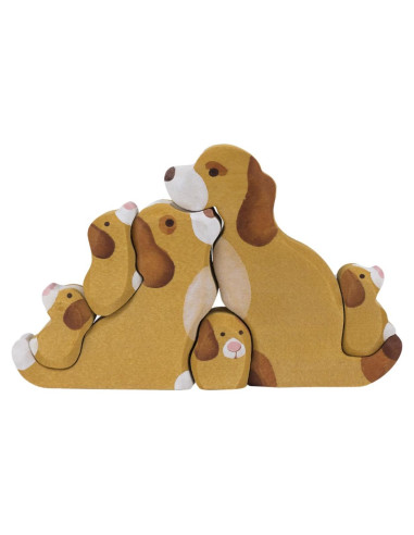 Puzzle de Madera Perros con Cachorros 6 Piezas Decoración Infantil